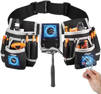POTUINOM Tool Belt, Magnetic Tool Pouch with 26 Pocket Tool Belts for Men Heavy Duty Tool Pouch Bag, Detachable Tool Bags for Carpenter, Electrician, Woodworker, Construction