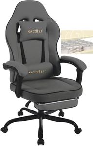 WOLTU Gaming Stuhl mit Taschenfederkissen, Gaming Sessel 150 kg Belastbarkeit, ergonomischer Drehstuhl, Gamer Stuhl mit Kopfkissen, Lendenkissen, Fußstütze, Tech-Stoff, Grau, GS10gr