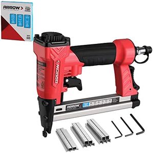 Arrow Pneumatic Staple Gun, Oil-Free Upholstery Stapler with 3750 Pieces T50 1/4", 3/8", 1/2" Staples, Adjustable Exhaust, for Woodworking, Professional and DIY Projects, PT50