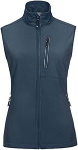 33,000ft Women's Lightweight Running Vest Outerwear with Pockets, Windproof Sleeveless Jacket for Golf Hiking Travel, Midnight Blue, 3X-Large