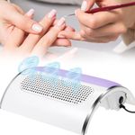 Nail Dust Collector, Powerful Dust Collector Nail Salon 80W, Nail Dust Extractor with 2 Fans and 2 Dust Bags, One Button Control Nail Fan Dust Collector Practical Nail Art Salon Cleaning Equipment