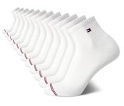 Tommy Hilfiger Cotton Men's Over The Knee Socks Cushion Quarter Cut Ankle Over The Knee Socks (12 Pack), Size 7-12, Solid White