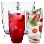 HEFTMAN Plastic Tumblers Set of 4-550ml Acrylic Tumbler Glasses with Swirl Design, Stackable Re-usable Plastic Glasses for Garden, Picnics, Camping, BBQs, Parties or Everyday Use (Clear)