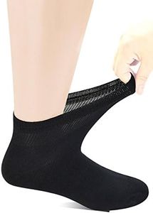 Yomandamor 6 Pairs Men's Bamboo Seamless Non-binding Ankle Socks, 10-13 (Solid Black)