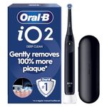 Oral-B iO2 Night Black Electric Toothbrush, 1 Toothbrush Head, 1 Travel Case, Designed by Braun