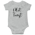 Witty Fashions Plot Twist - Pregnancy Announcement - Funny Commin Soon Gift Idea - Infant Baby Bodysuit (Grey, 3 Months)