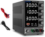 WANPTEK POWER DC Power Supply Variable 0-30V 0-10A, Bench Power Supply Adjustable with OCP Protection/USB-A & Type-C Fast Charge/Encoder Corase & Fine Knob/High Precision 4-Digit Display