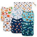 Babygoal Cloth Diaper Covers for Girls,Baby Adjustable Reusable Covers for Fitted Diapers and Prefolds, Baby Girl Clothes, 6pcs Covers+ One Free Wet Bag 6DCF08-CA