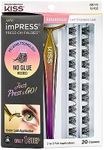 KISS imPRESS Falsies False Eyelashes, Lash Clusters, Voluminous', 14 mm, Includes 20 Clusters, 1 applicator, Contact Lens Friendly, Easy to Apply, Reusable Strip Lashes