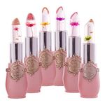 6PCS Transparent Change Color Lip Balm Moisturizer Pink Crystal Jelly Flower Lipstick Long-lasting Magic Temperature Lip Makeup