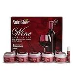 NutriGlow Wine Facial Kit 6-Pieces Skin Care Set with Deep Cleanser, Exfoliating Scrub, Nourishing Gel, Whitening Cream, Mask Pack And Face Serum for Anti Aging Skin Care Kit For Women, 8.5OZ+0.3Oz