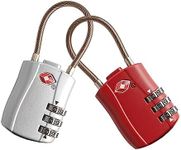 YQQZQ Luggage Lock,2 Pack TSA Accpeted Travel Combination Padlock,Flexible Locks for Travel Bag,Suit Case,Lockers,Gym,Bike Locks or Others.(Silvery and Red)