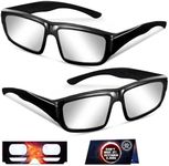 Andbasis 2 Pack Solar Eclipse Glasses 2024 Approved Plastic Eclipse Glasses ISO 12312-2:2015(E) & CE Certified Safe Shades for Direct Solar Eclipse Viewing