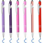 Lragvtbk 6 Pcs Blue Ink Ballpoint Pen with Stylus Tip 2 in 1 Ballpoint Pen Metal Pens Stylus Pen for Touch Screens Office Coworkers (Multi Pink)