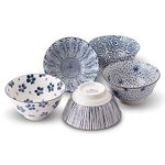 Japanese Mino Ware Chawan 5.0 inches Rice Bowls 5 patterns with Gift Box set, ceramic mino yaki (One Pack)