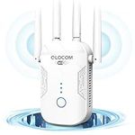 QLOCOM 2024 Newest WiFi Extender Booster Blazing-Fast1200Mbps WiFi Booster, 5GHz&2.4GHz Dual Band Wireless Internet Booster/Hotspot with 2600 Sq.Ft Wider Coverage, WPS Setup, UK Plug