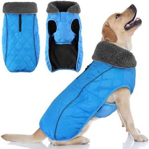 Doglay Dog Coat, Waterproof Dog Jacket Pet Winter Coat for Cold Weather with Thicken Furry Collar, Reflective Puppy Winter Jacket Warm Fleece Lining for Small Medium Large Pets
