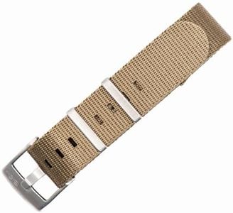 BluShark AlphaShark Premium Nylon Watch Strap - Durable, Waterproof Replacement Watch Band for Men and Women | Stainless Steel Buckle | Ballistic, Military | British Khaki, 20mm