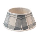 Creative Co-Op 18-1/2" Round x 8-1/2"H Woven Cotton & Metal Plaid Christmas Tree Collar w/Frayed Edges, Grey & Cream Color Textiles, Multi