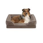 MARTHA STEWART Bella Modern Orthopedic Memory Foam Dog Lounge Sofa, Soft Cushion, Machine Washable Removable Cover, Comfy Bolster Pet Beds, Plush Filling for Large Kitten, Puppy, Cat, Large Brown