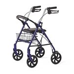 Medline Basic Steel Rollator, 8" Wheels, Blue