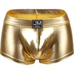 JOCKMAIL Men Swimwear Swim Boxer Briefs Men's Underwear Liquid Metallic Hot Body Boxer Swimsuit Mens Swim Briefs, Gold, Medium