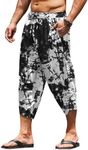 COOFANDY Men's Linen Harem Capri Pa