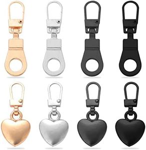 8 tiranti con cerniera, a forma di cuore e a forma di ciondolo in metallo, con cerniera rimovibile, universale, accessori di riparazione per giacche, pantaloni, bagagli