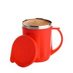 SSE Unbreakable Hot Insulated Double Wall Stainless Steel Tea, Coffee and Milk Mug with Lid (Red)