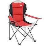 Trail High Back Folding Camping Chair, Luxury Padded Seat, Heavy Duty Tubular Steel, Cup Holder Armrest, Lightweight Portable, Outdoor Garden, Carry Bag