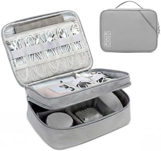 Lanola Travel Cable Organizer Bag, Electronic Accessories Case Portable Double Layer Cable Storage Bag for Cord,phone,Charger, Flash Drive,SD Card,Phone,Power Bank,Personal Items - Grey