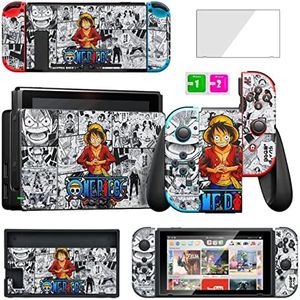 oqpa for Nintendo Switch Skin Cute Kawaii Cartoon Character Sticker, Fun Funny Fashion Cool Switch Game Skins for Girls Boys Kids Stickers+Tempered Glass Film for Nintendo Switch (Yellow Hat Boy)