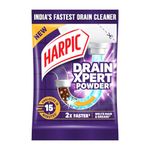 Harpic DrainXpert Drain Cleaner Powder Sachets | Removes Blockages in Pipes, Sinks & Septic Tanks| Works within 15 minutes | Melts Grease & Dissolves Hair | India's Fastest drain cleaner