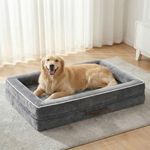 Renvix XL Orthopedic Dog Bed, Waterproof Dog Sofa Bed with Removable Washable Cover, Soft Egg Foam Pet Bed, Non-Slip Bottom and Four-Sided Bolster Cushion(Gray, 117x76x19cm)