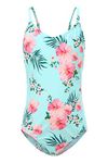 Girls Bathing Suit One Piece Swimsuits Hawaiian Swimwear Green Size 7-8