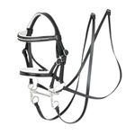 LeMieux Hobby Horse Double Bridle Black - Fits Hobby Horses - Leather with Functional Buckles - Two Sets of Reins - Educational Toy