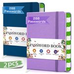 Password Book Small, 2 Pcs Password Keeper Book with Alphabetical Tabs, Password Notebook Organizer for Computer and Internet Address Website Login, Mini Password Keeper Book for Seniors, Password Safety-Purple & Dark Blue