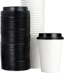 White 12 Oz Paper Coffee Cups With Recyclable Dome Lids, 100 Pk. BPA Free Disposable Drink Cup Set for Serving Hot Tea and Lattes at Kiosks, Shops, Cafes, or Concession Stand