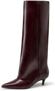 DREAM PAIRS Fold-Over Knee High Fashion Boots for Women,Burgundy,8.5 | 1.57' Kitten Heel Pointed Toe Fall Boots Comfortable Dress Bridal Winter Shoes