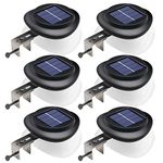 DBF Solar Gutter Lights Upgraded 9 LED Outdoor Waterproof Fence Lights Dark Sensing Auto On/Off Solar Landscape Lights for Eaves Garden Deck Yard PathwayPack of 6 (Cool White)