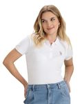 U.S. POLO ASSN. Women's Metallic Logo Pique Polo Shirt (UWAW23TSH016_White_S)