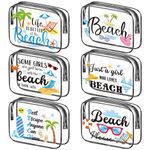 Cunno 6 Pcs Beach Clear Makeup Bags for Women, Summer Beach Toiletry Bag Cruise Survival Kit Travel Cosmetic Bags with Zipper Travel Organizer for Cruise Lovers Gifts(Beach Style)