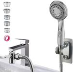 Bathtub Sprayer Attachment, Sink Hose Shower Sprayer Attachment for Bathtub, Utility Sink, Laundry Room, Garden, ON/Off Extension with 5 Adapters, Diverter Valve, 79" Hose for Hair Washing, Pet Rinse