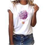 Women Casual Tops Shirts Blouse Sale Ladies Bicycle Love T-Shirt Summer Tops Korean Harajuku Style Graphic Tops Basic Longline Shirts UK Size 8-20