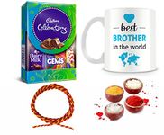 Fabbites Bhai Dooj Tikka Chawal Gift Pack With Celebration Chocolate Box And Best Brother In World Mug-Bhai Dooj Gift Hamper For Brother,52 Grams