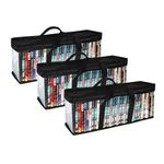 SILD DVD Storage Case Holder Organizer Bags Black Stackable DVD Holder, Hold up to 120 DVDs, BluRay, Movies, Media, PS4 Video Games, Set of 3