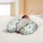 TILLYOU Breast Feeding Baby Pillow with Detachable Velvet Cover | Feeding Pillow for New Born Baby |Infant Support for Baby and Mom Cradle with Velvet Cover (Leaf)