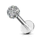 Gekko Body Jewellery Labret Monroe with Clear Ferido Gem Ball 1.2mm x 6mm Surgical Steel