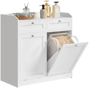 VASAGLE Bathroom Laundry Cabinet with Basket, with 2 Drawers and 2 Hidden Laundry Hampers, Freestanding, Tilt-Out Laundry Baskets with Handles, 15.8 x 31.1 x 31.5 Inches, Cloud White UBBC751W01