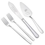 AW BRIDAL 4Pcs Wedding Cake Knife and Server Set with Forks, Stainless Steel Engraved Cake Cutting and Pie Server Gifts for Bridal Shower Engagement, Silver